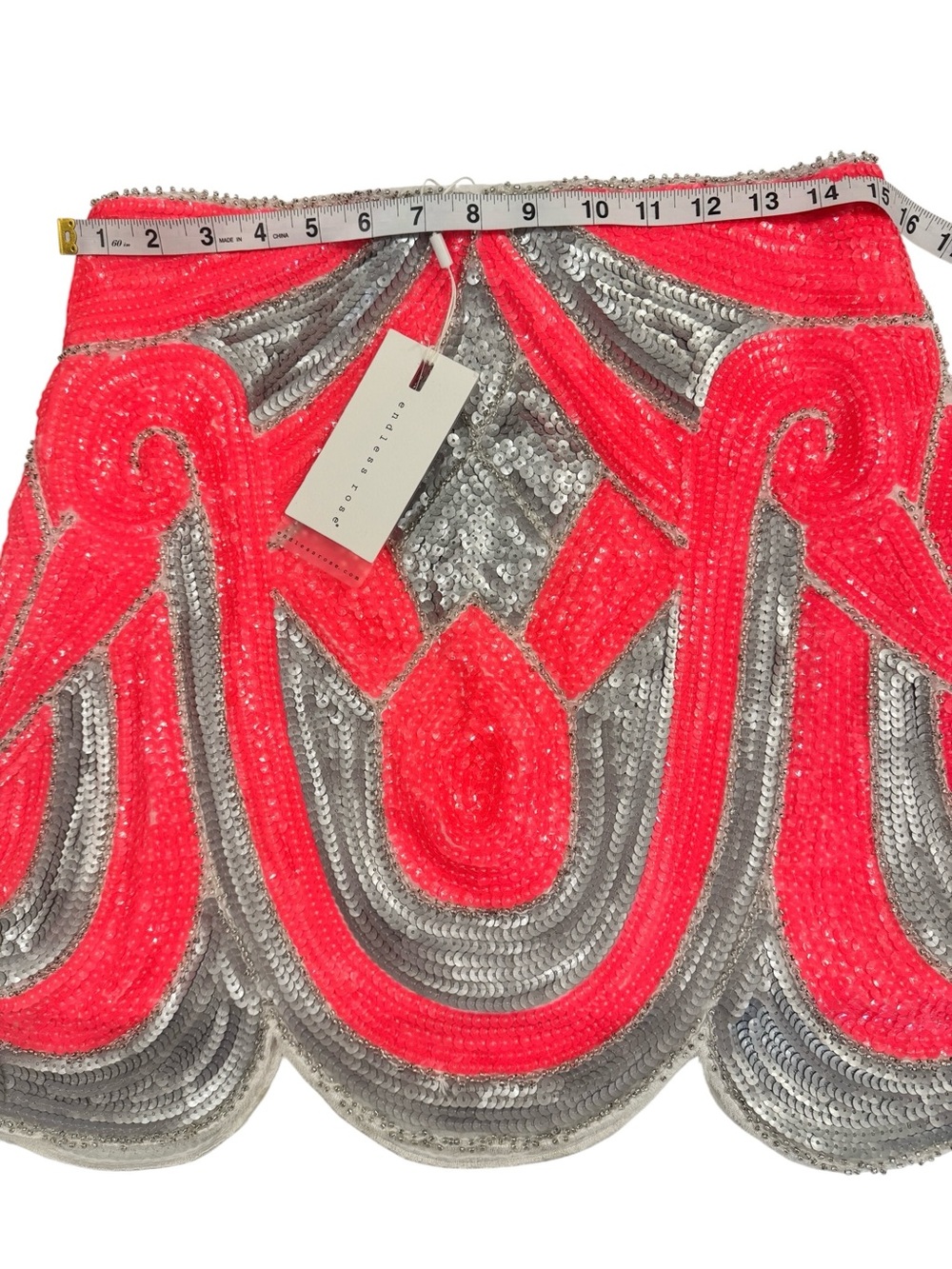 Endless Rose Pink and Silver Sequined Mini Skirt - Picture 4 of 8